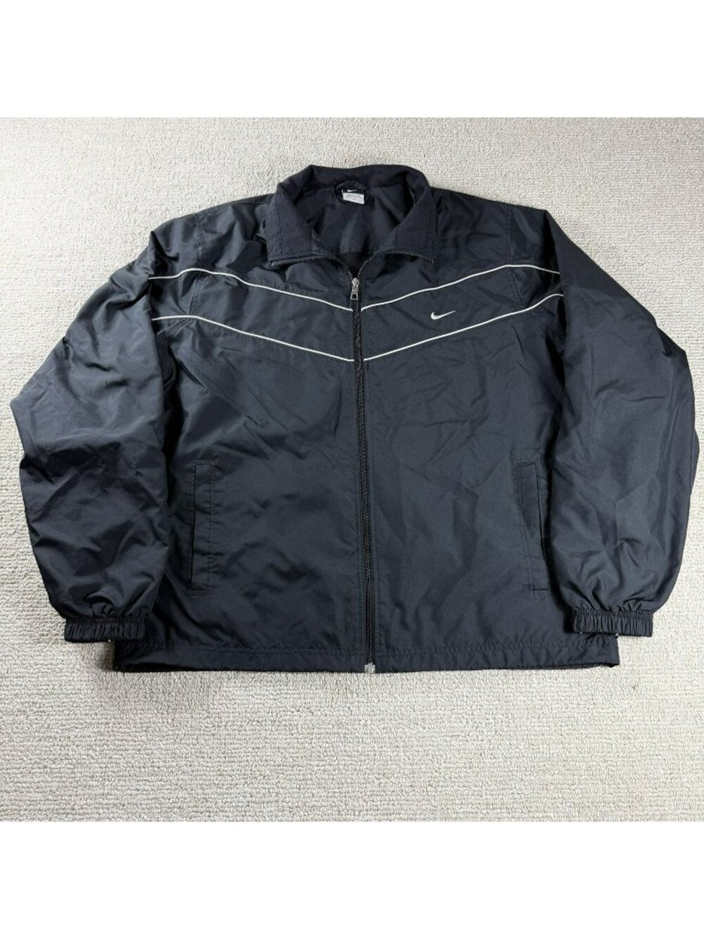 Nike Full Zip Culture Chevron Windbreaker Jacket Black White Men's Size XXL